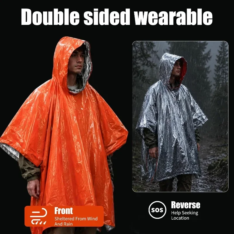 معطف واقٍ من المطر بغطاء للرأس - مراجعة Emergency Poncho Rain وسعره